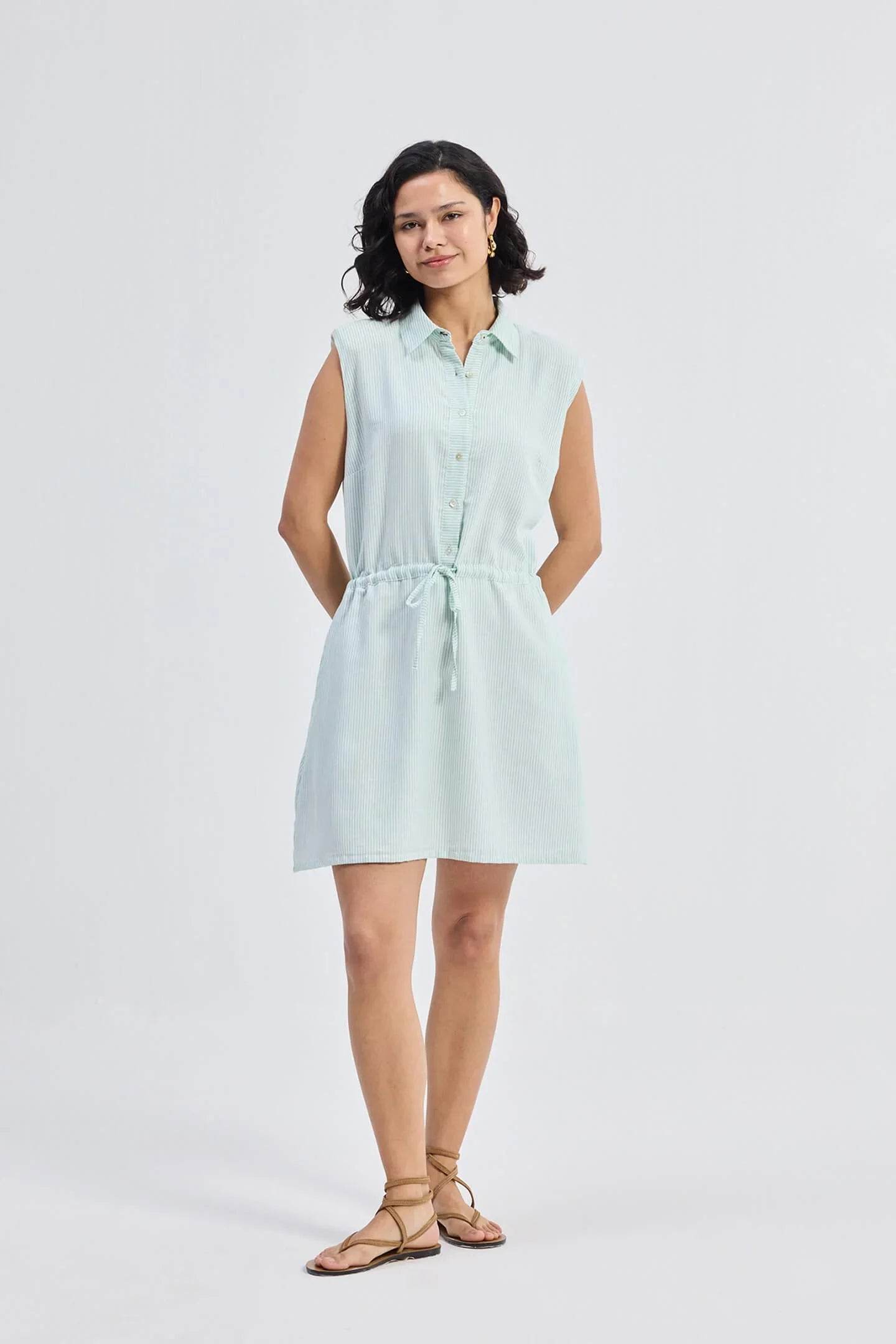 DrawstringShirtDressinStripes_1 - Apparel's Nest 