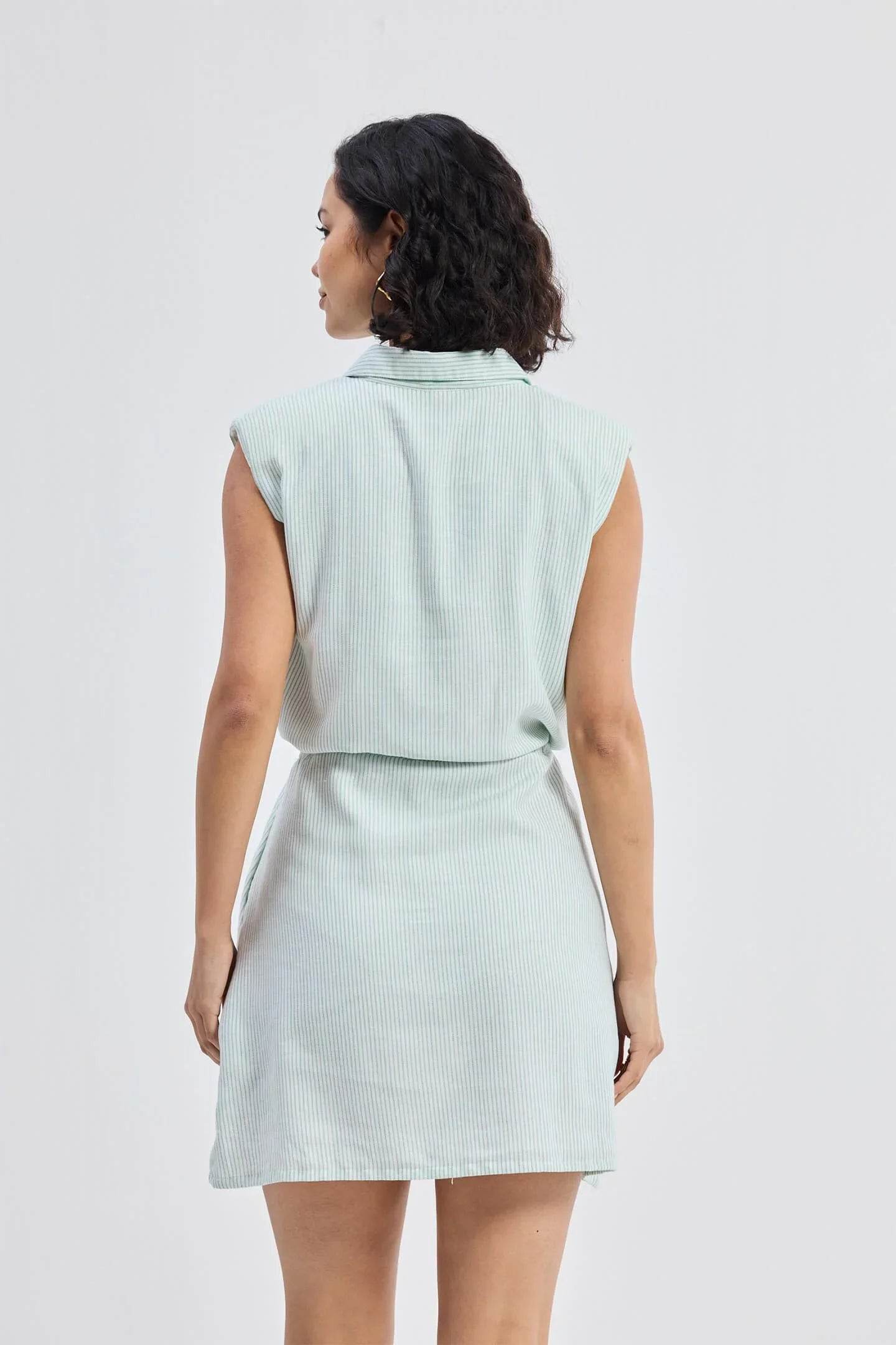 DrawstringShirtDressinStripes_2 - Apparel's Nest 