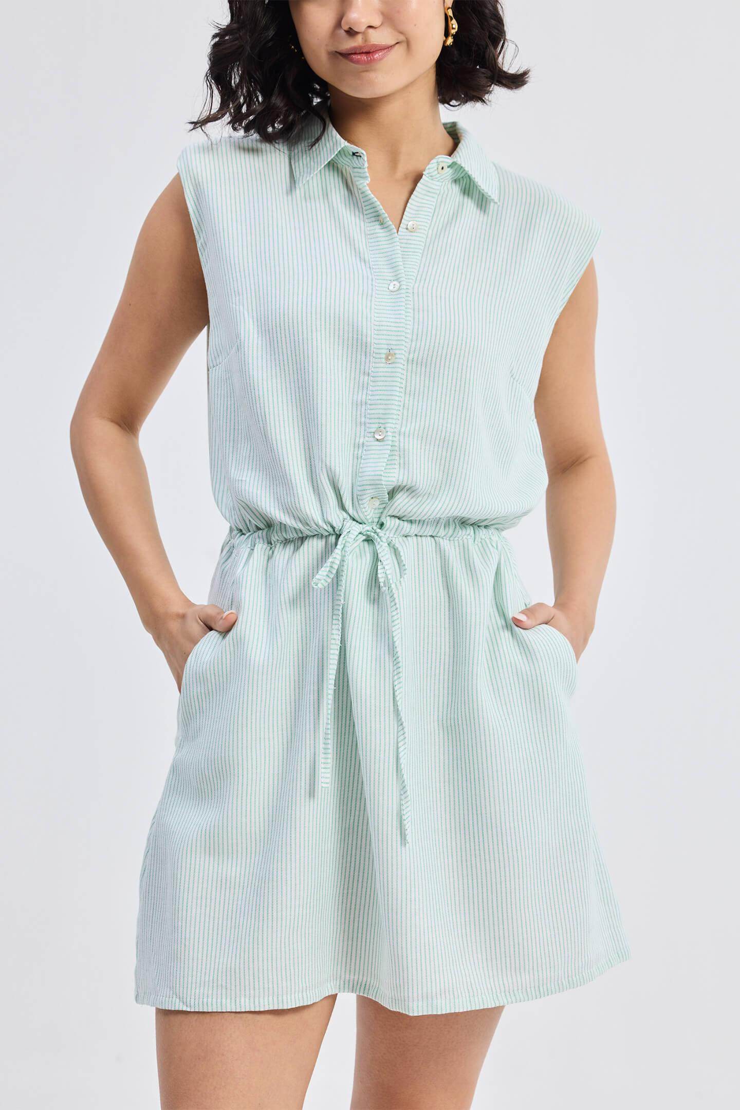 DrawstringShirtDressinStripes_3 - Apparel's Nest 