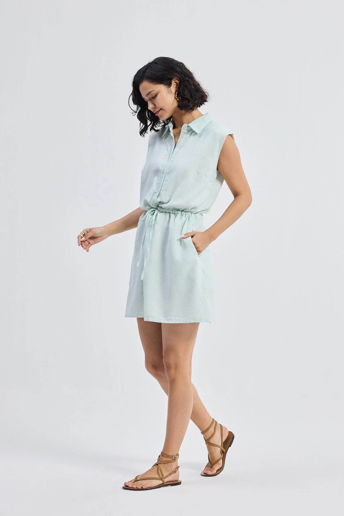 DrawstringShirtDressinStripes_5 - Apparel's Nest 