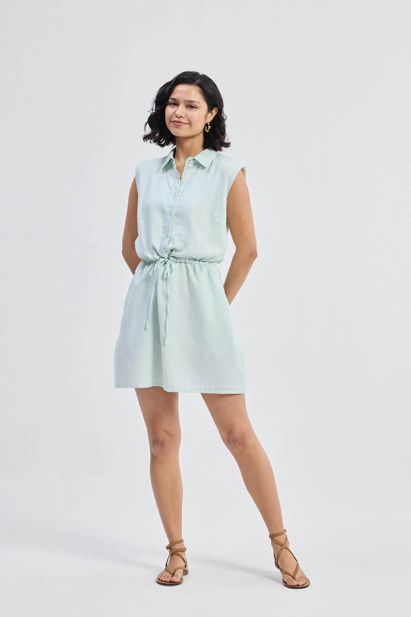 DrawstringShirtDressinStripes_7 - Apparel's Nest 