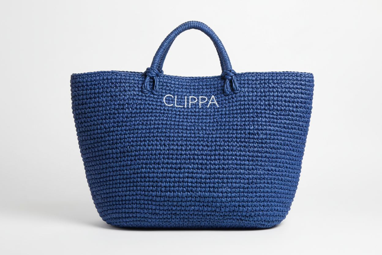 Clipa (XXL) Raffia Beach Tote Bag blue