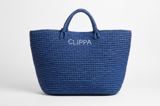 Clipa (XXL) Raffia Beach Tote Bag blue