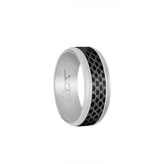 slate-real-carbon-fiber-ring-silver-ring-cuff-manu-827747 - Apparel's Nest 